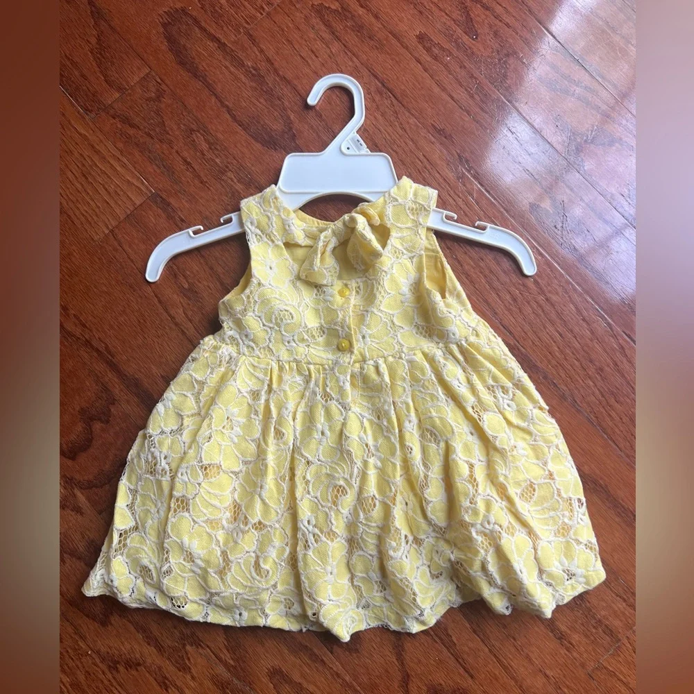 The Children's Place Yellow Lace Baby Dress with Bow Detail - Picture 2 of 3